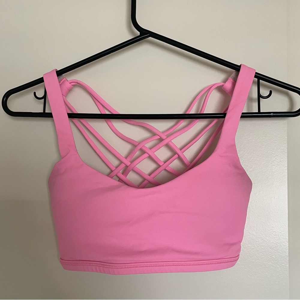 Pink lululemon crossback sports bra